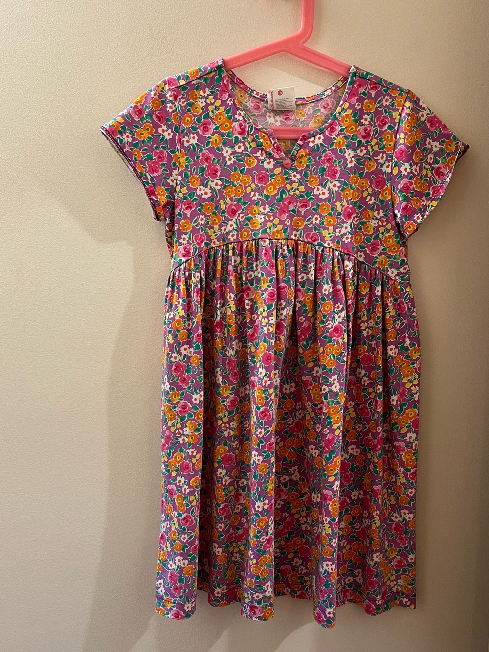 Vtg Hanna Andersson Girls' Floral Pink Cotton Dress